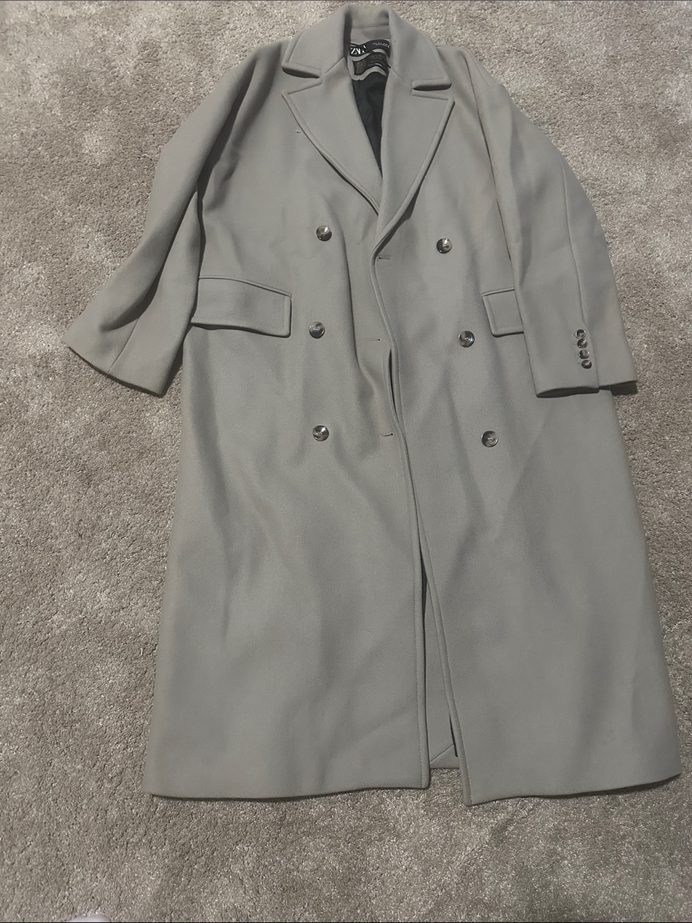 Zara Oversized Beige Wool Double-Coat - Picture 2 of 7